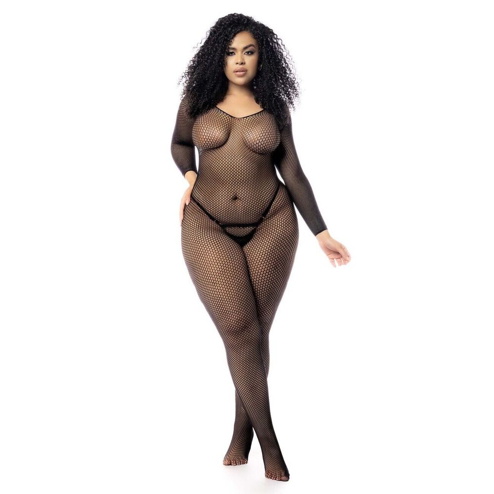 Mapale 1102X Long Sleeved Fishnet Bodystocking Color Black